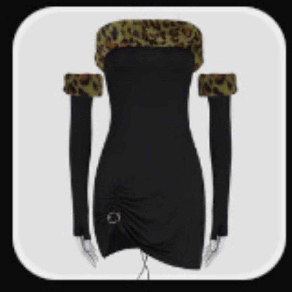 Smocked Sexy Off-Shoulder Leopard Print Dress (Green) 🐆